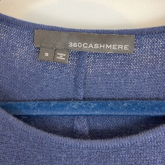 360Cashmere Sweater Women's S Blue 100% Cashmere Oversized 3/4 Sleeve Pullover - Picture 3 of 5